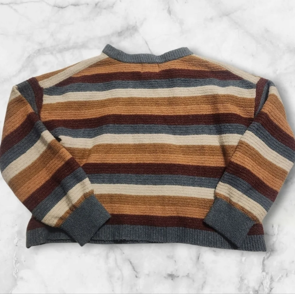 Pink Rose Striped Sweater Women Large